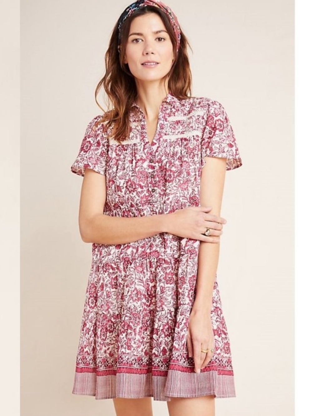 by Anthropologie Georgina Tiered Shirtdress Size Medium Petite